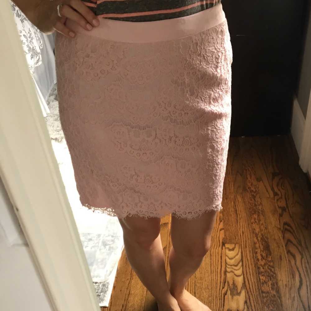 Pink lacey mini skirt